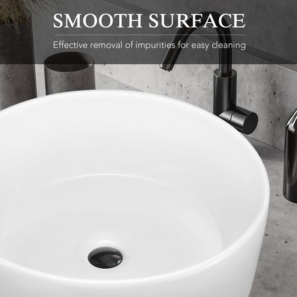 White Bathroom Sink Vessel Hand Wash Basin Vanity Washing Bowl Above Counter Toilet Bath Countertop Ceramic Modern Round 