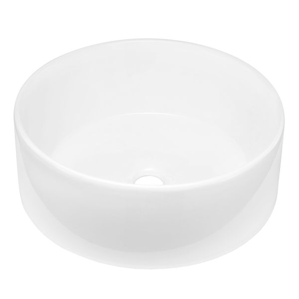 White Bathroom Sink Vessel Hand Wash Basin Vanity Washing Bowl Above Counter Toilet Bath Countertop Ceramic Modern Round 