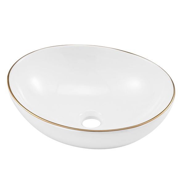 White Bathroom Sink Vessel Wash Basin Washing Vanity Bowl Above Counter Hand Toilet Bath Countertop Modern Oval Ceramic  