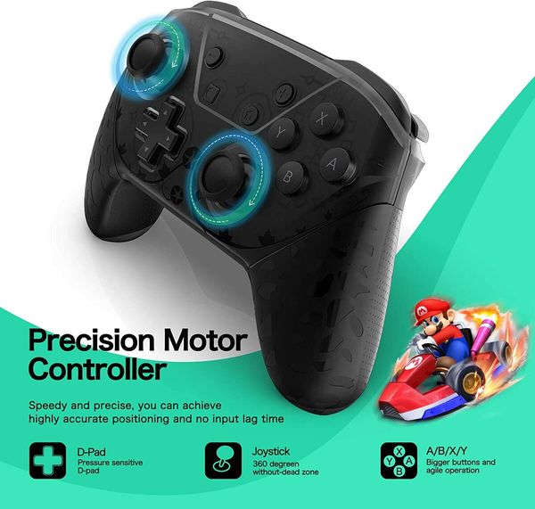 Wireless Pro Controller Gamepad Compatible with Switch Support Amibo, Wakeup, Screenshot and Vibration Functions