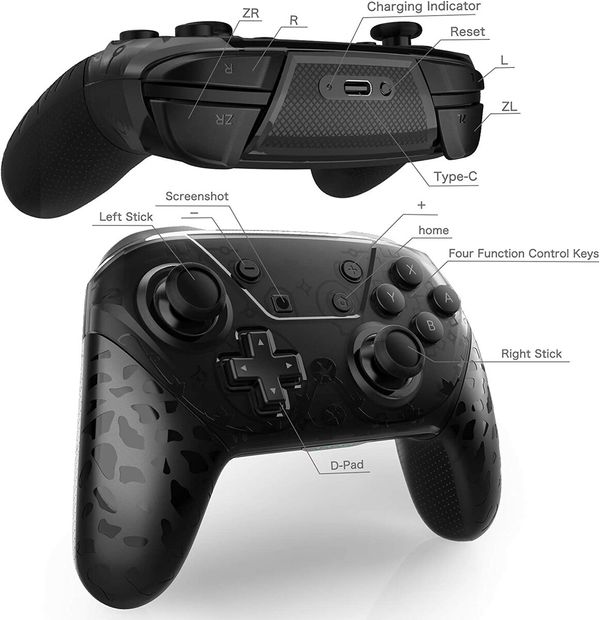 Wireless Pro Controller Gamepad Compatible with Switch Support Amibo, Wakeup, Screenshot and Vibration Functions