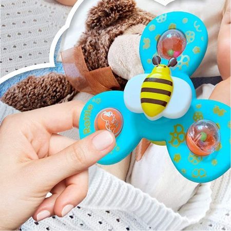 Suction Cup Spinning Top Toy Table Sucker Spinning Baby Bath Toy Rotation for Baby Dining Table Bathing Travelling Frisbee Toy