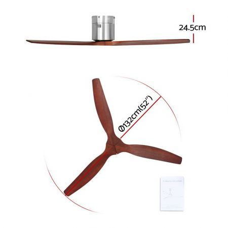 Devanti 52'' Ceiling Fan AC Motor w/Timer w/Remote - Dark Wood