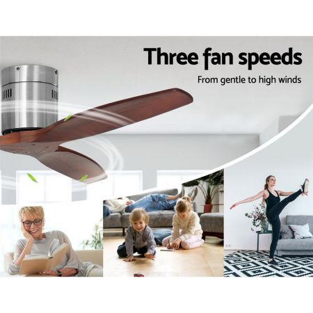 Devanti 52'' Ceiling Fan AC Motor w/Timer w/Remote - Dark Wood