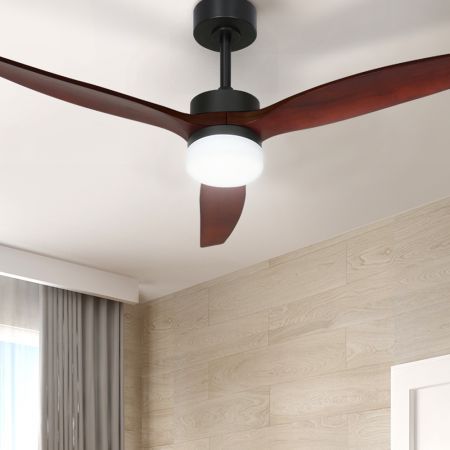 Devanti 52'' Ceiling Fan AC Motor 3 Blades w/Light - Dark Wood