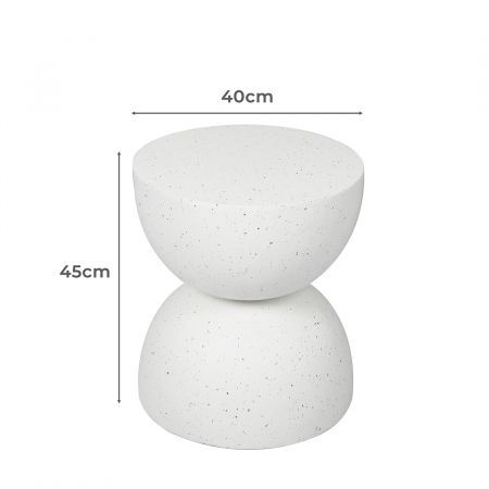 Levede Side Table Terrazzo  Hourglass Shape Magnesia Stool Stone Style Top 40cm