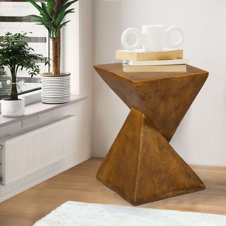 Levede Side Table Terrazzo Geometric Shape Magnesia Stool Stone Style Top 32cm