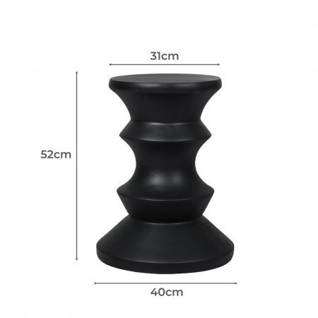 Levede Side Table Geometric Chess Shape Magnesia Stool Stone Style Top 31cm