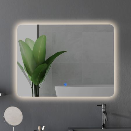 EMITTO LED Wall Mirror Anti-fog Bathroom Mirrors Makeup Light 70x50cm