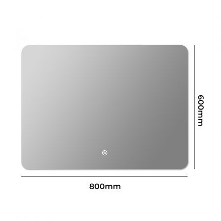 EMITTO LED Wall Mirror Anti-fog Bathroom Mirrors Makeup Light 80x60cm