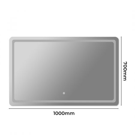 EMITTO LED Wall Mirror Anti-fog Bathroom Mirrors Makeup Light 100x70cm