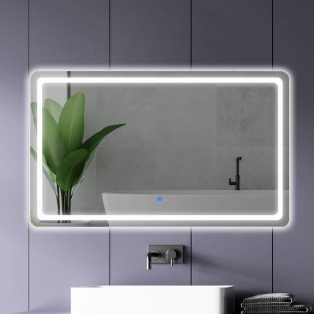 EMITTO LED Wall Mirror Anti-fog Bathroom Mirrors Makeup Light 120x70cm