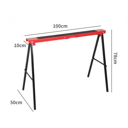 Traderight Saw Horse 2pc Pair PRO Trestle Steel Foldable Work Bench Stand Support Legs