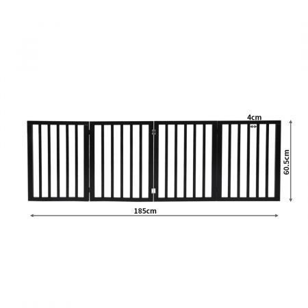 PaWz 4 Panels Wooden Pet Gate Dog Fence Safety Stair Barrier Security Door Black