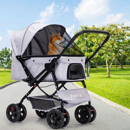 PaWz Pet Stroller Pram Dog Carrier Trailer Strollers 4 Wheels Foldable Large