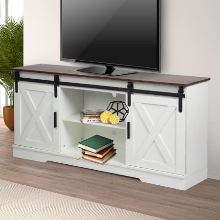 Levede TV Cabinet Entertainment Unit Stand Wooden Table Sliding Barn Door