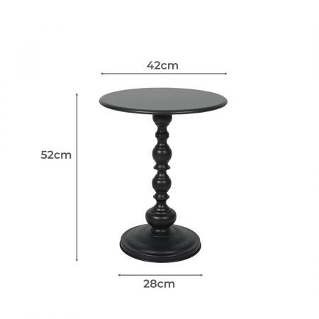 Levede Side Table Vintage End Round Tabletop Steel Base Nightstand Antique Black