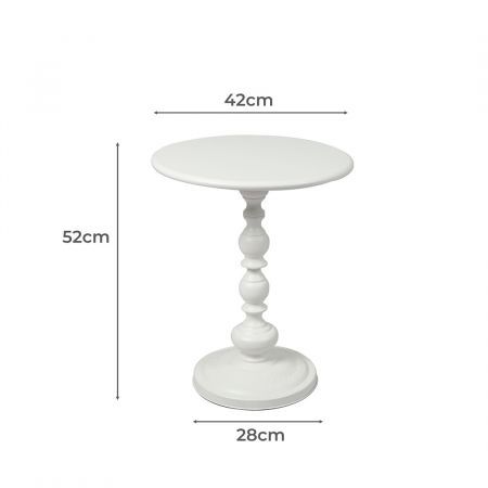 Levede Side Table Vintage End Round Tabletop Steel Base Nightstand Antique White