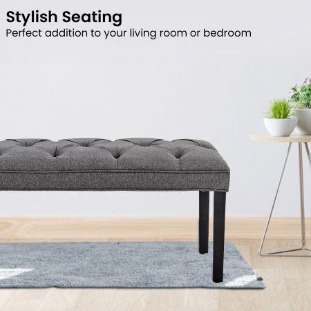 Cate Button-Tufted Upholstered Bench by Sarantino - Dark Grey