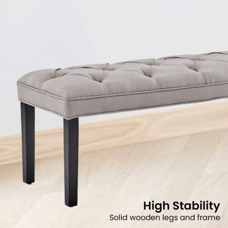 Cate Button-Tufted Upholstered Bench by Sarantino - Light Grey