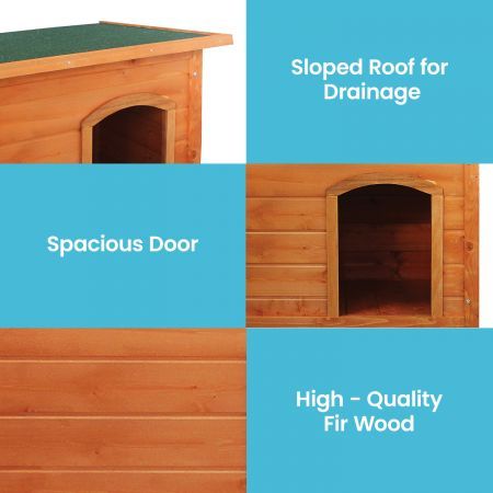 Little Buddies Wooden Flat Roof Dog Kennel - Small