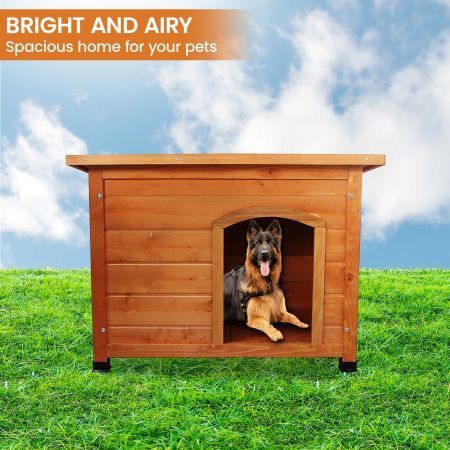 Little Buddies Wooden Flat Roof Dog Kennel - Large