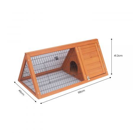 Little Buddies Wooden Triangle Rabbit Animal Hutch - 98cm