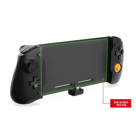 Ergonomic Nintendo Switch OLED Controller Grip for Handheld Mode with 6-Axis Gyro Back Button Mapping Vibration PD Fast Charge(Black)