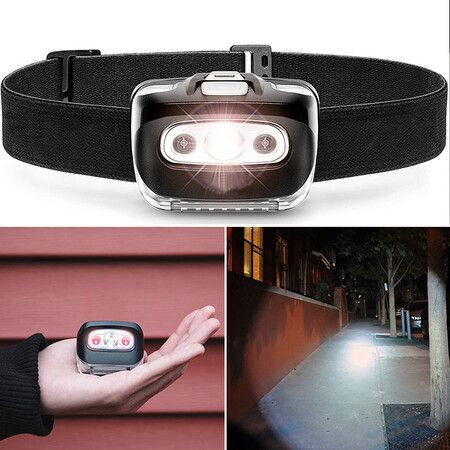 Stocking Stuffer Headlamp Flashlight from 3 LED Adjustable Headband for Hiking Camping Gear