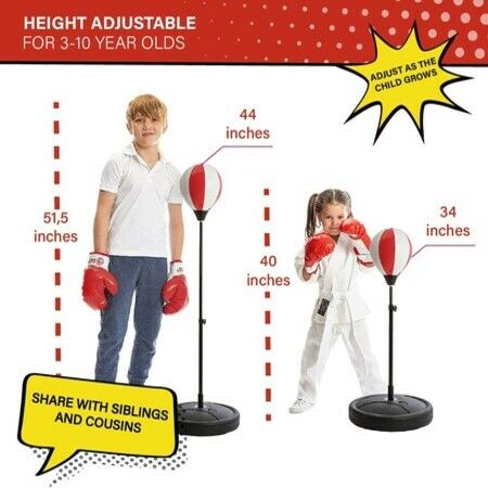 Punching Bag for Kids,Adjustable Kids Punching Bag with Stand,Boxing Bag Set Toy for Boys & Girls,Age 3+ (Red White)