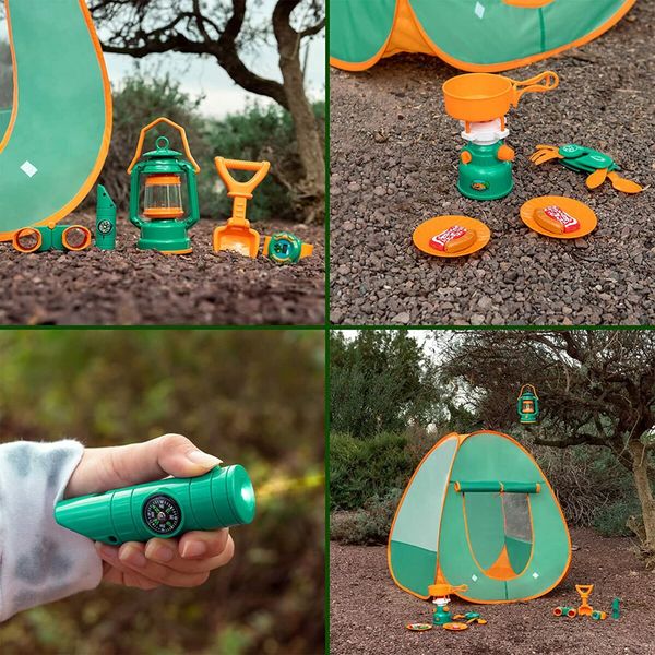 Kids Play Tent,Pop Up Tent with Kids Camping Gear Set,Outdoor Toys Camping Tools Set for Kids