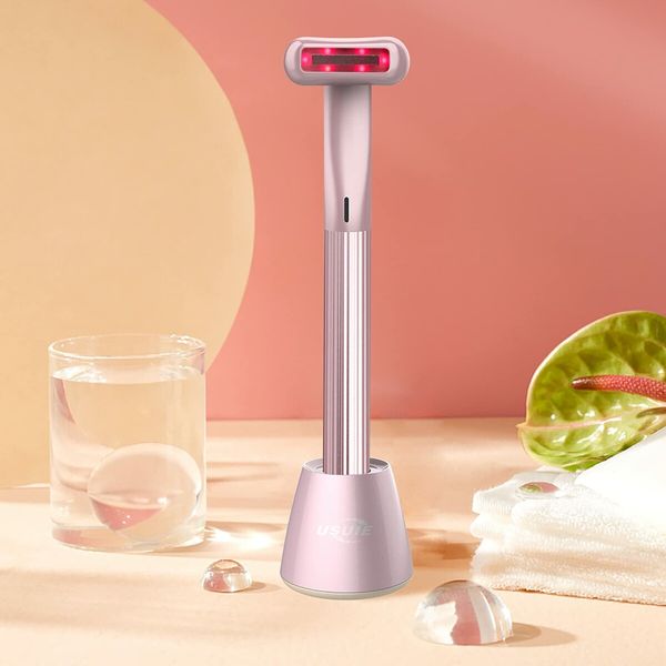 360 Facial Wand Red Light 4in1 Therapy for Face and Neck, Facial Massager, Reduce Wrinkles, Anti-Aging Facial Tools Pink