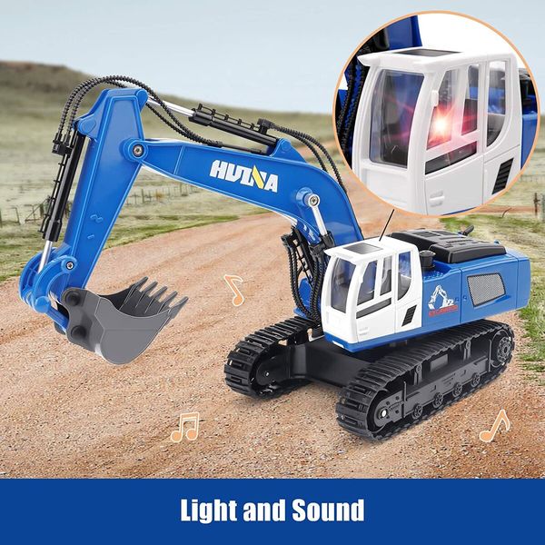 Remote Control Excavator Toys for Boys,Rc Excavators Metal Shovel for Kids Age 3+, Birthday Gifts Ideas, 1/18 Scale 2.4Ghz (Blue)