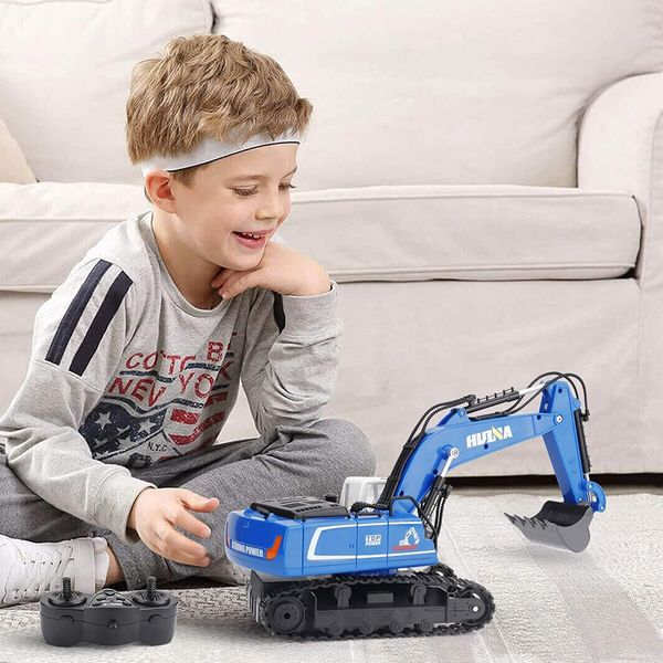 Remote Control Excavator Toys for Boys,Rc Excavators Metal Shovel for Kids Age 3+, Birthday Gifts Ideas, 1/18 Scale 2.4Ghz (Blue)