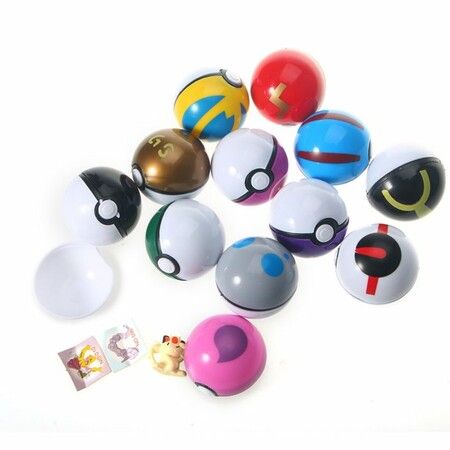 12Pcs Pokemon Ball  Super Set with Figures and Cartoon Stickers for Kids Toys Gift