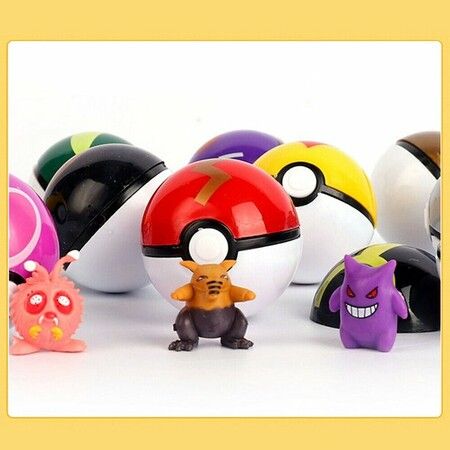 12Pcs Pokemon Ball  Super Set with Figures and Cartoon Stickers for Kids Toys Gift