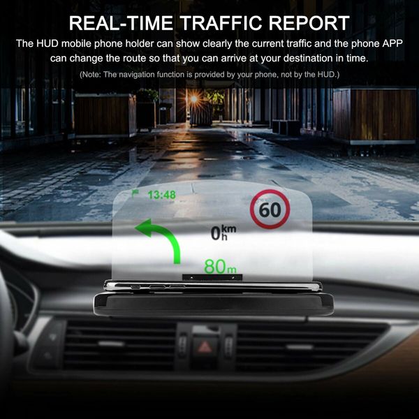 Newest Car HUD Wireless Charger Head Up Display HD Digital Car Speedometer Creative Navigation Projector Phone Holder Car Electronics