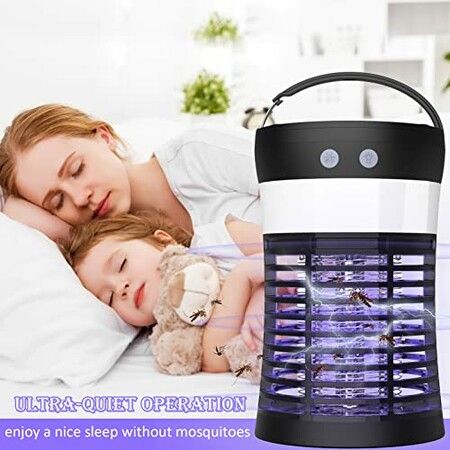 3IN1 Bug Zapper Mosquito Zappers Killer, Solar Powered Electric Fly Zapper Light with Camping Lantern, Waterproof USB Rechargeable Fly Killer for Indoor Outdoor