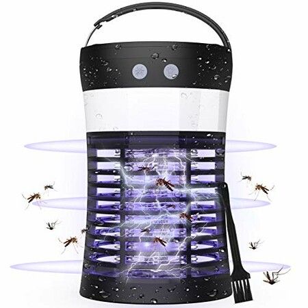 3IN1 Bug Zapper Mosquito Zappers Killer, Solar Powered Electric Fly Zapper Light with Camping Lantern, Waterproof USB Rechargeable Fly Killer for Indoor Outdoor