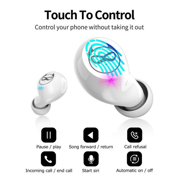 Wireless Earbuds, Touch Control Headset Stereo Sound in-Ear Wireless Earpiece, Bluetooth Earphones with Red Cartoon Charging Case(Husky)