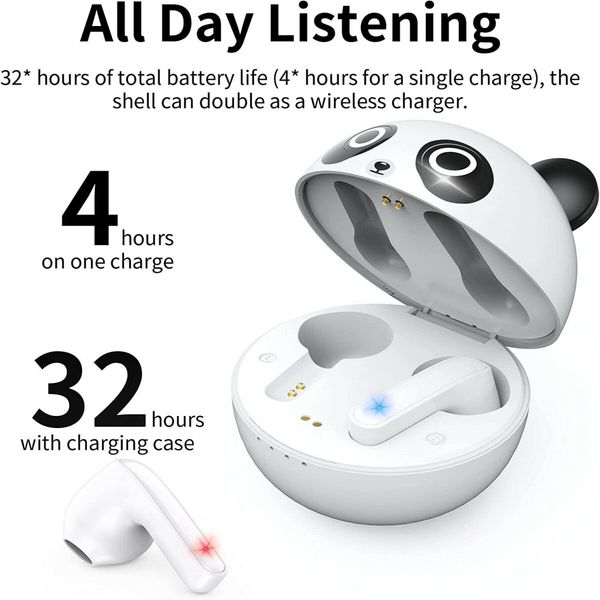 Wireless Earbuds Panda Touch Control Bluetooth Earbuds with Charging case for iPhone Andorid in-Ear Headphone for Kids Adult Gift