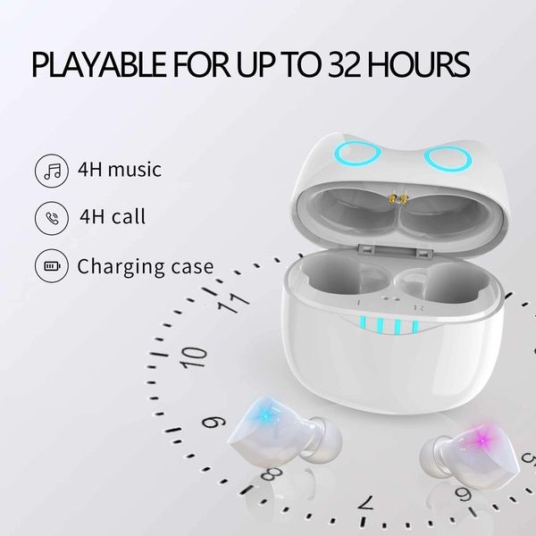 Wireless Earbuds Bluetooth Headphones with Cartoon Charging Case Touch Control Game Headset for Sports Running