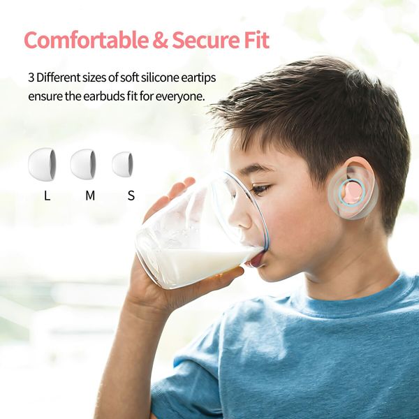 Wireless Earbuds Bluetooth Headphones with Cartoon Charging Case Touch Control Game Headset for Sports Running (Cat&Bear)