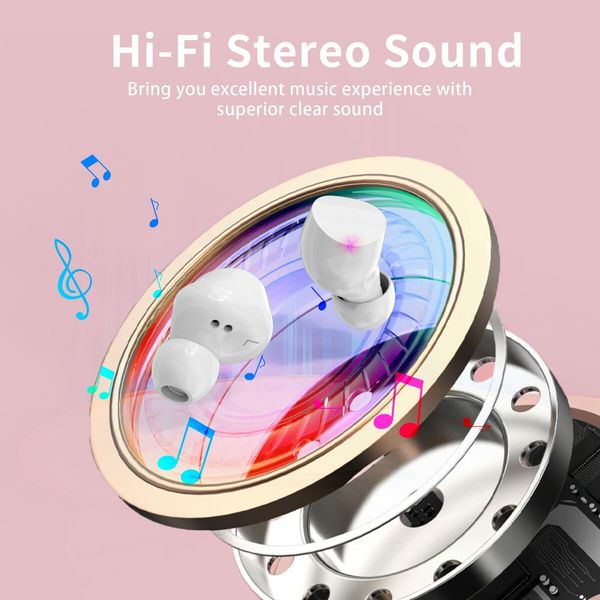 Wireless Earbuds Bluetooth Headphones with Cartoon Charging Case Touch Control Game Headset for Sports Running(Shy Cat)