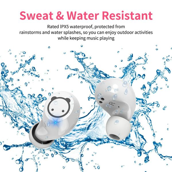 Wireless Earbuds Bluetooth Headphones with Cartoon Charging Case Touch Control Game Headset for Sports Running(Piggy Cat)