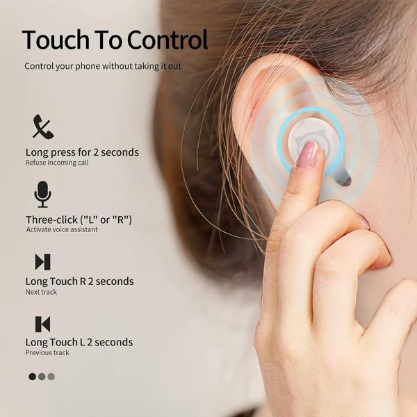 Wireless Earbuds Bluetooth Headphones with Cat Cartoon Charging Case Touch Control Game Headset for Sports Running