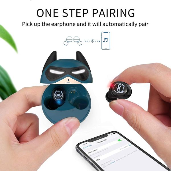 Wireless Earbuds Bluetooth Headphones with Cartoon Charging Case Touch Control Game Headset for Sports Running