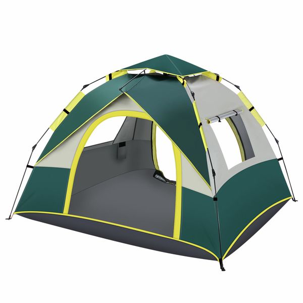 OGL 3 Person Tent Camping Pop Up Instant Beach Sun Shade Shelter Family Waterproof 215x200x141cm Green White