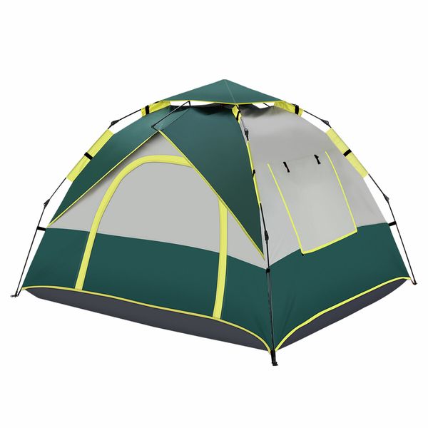 OGL 3 Person Tent Camping Pop Up Instant Beach Sun Shade Shelter Family Waterproof 215x200x141cm Green White