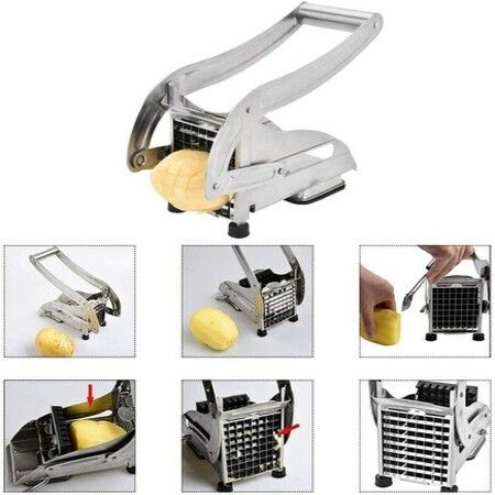 French Fry Cutter  Potato Chipper Cutter Stainless Steel Chopper Maker Vegetable and Potato Slicer for Potatoes Carrots Cucumbers